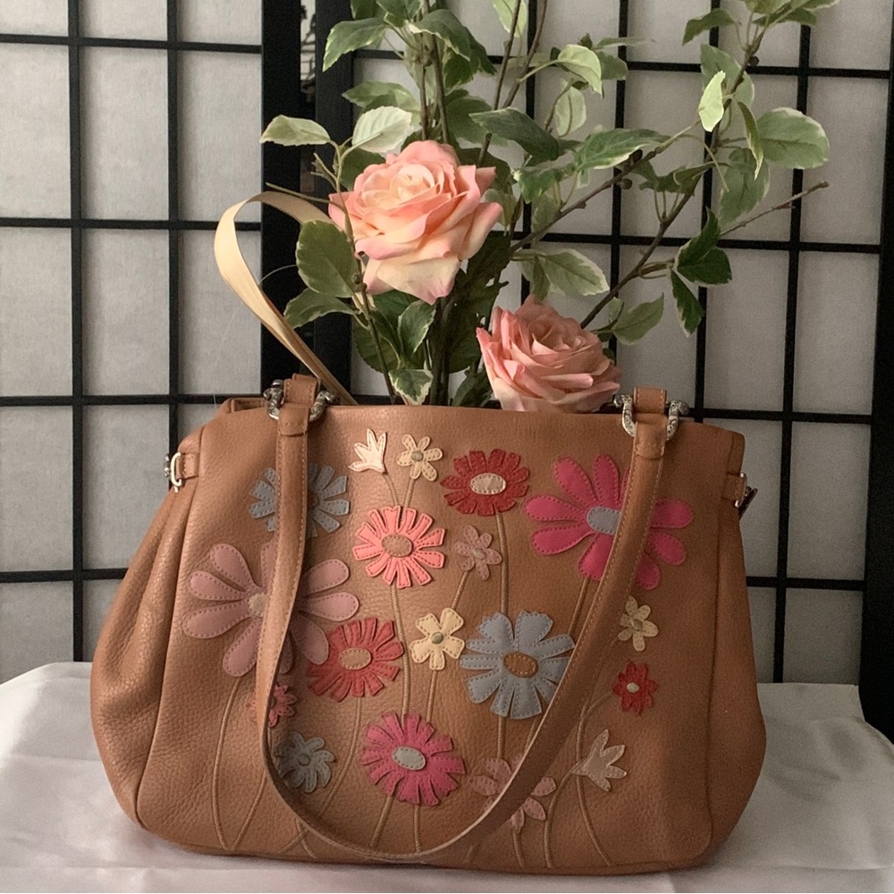 Brown Brighton Purse with Colorful Flowers and Bird 🤎